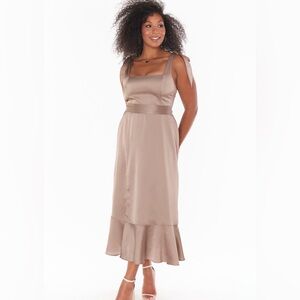 Show Me Your MuMu Satin Brown Midi Dress